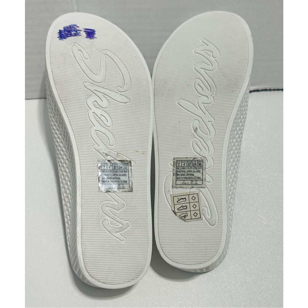 Skechers Plastic Waffle Design Open Toe Slip-On Slides‎ Wedge Sandals White Sz 7 - Picture 5 of 11